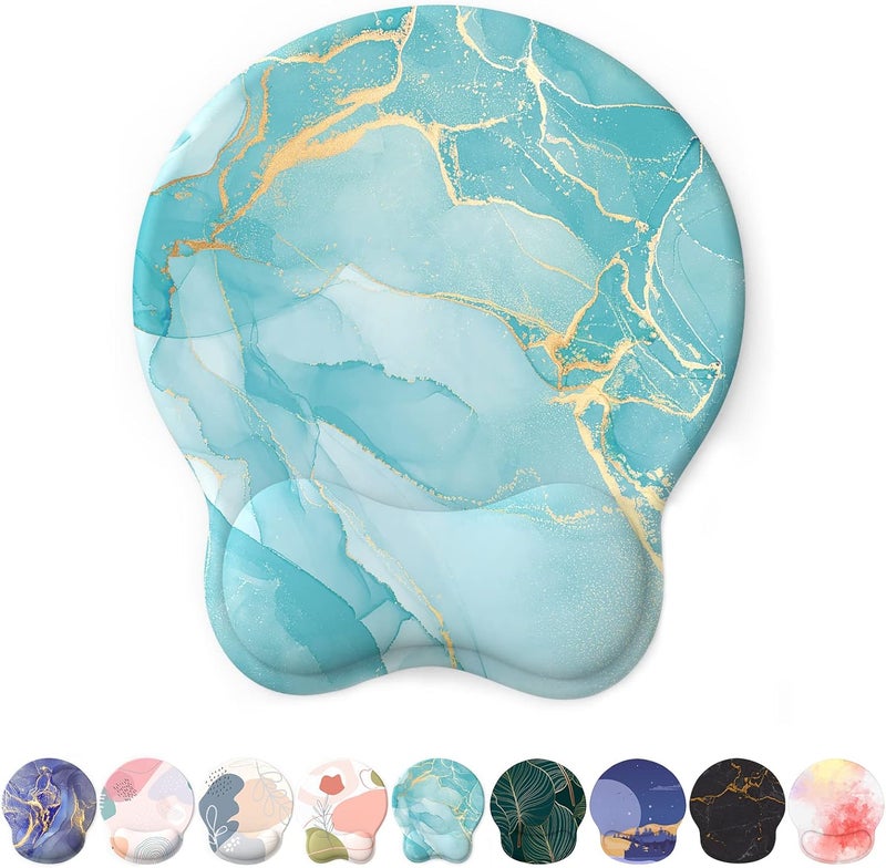 eulps Mouse Pad with Wrist Rest, Comfortable Computer Mousepad with Gel Wrist Support Smooth Surface and Non-Slip PU Base for Pain Relief, Laptop, Office & Home (Blue Marble) - Image 1